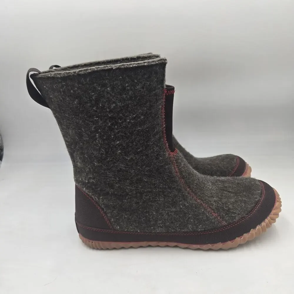 Rare Sorel Cozy Felt Boots Womens Sz 10 Gray Cabin Outdoor Granola Mom